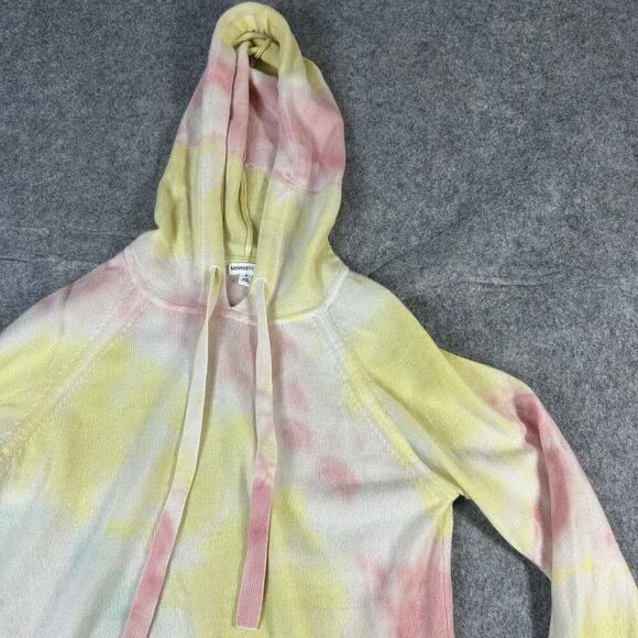 Minnie Rose Cashmere Tie Dye Hooded Sweater Womens Small Pink Yellow - Picture 2 of 9